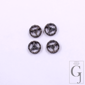 1pc 12mm Size Handmade Rosecut Pave Diamond Rondelle Bead: 925 Sterling Silver Jewelry supplies