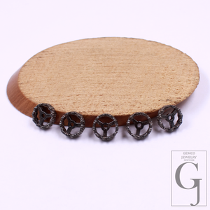 1pc 12mm Size Handmade Rosecut Pave Diamond Rondelle Bead: 925 Sterling Silver Jewelry supplies