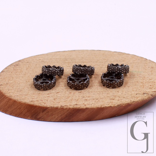 1pc 12mm Size Handmade Rosecut Pave Diamond Rondelle Bead: 925 Sterling Silver Jewelry supplies