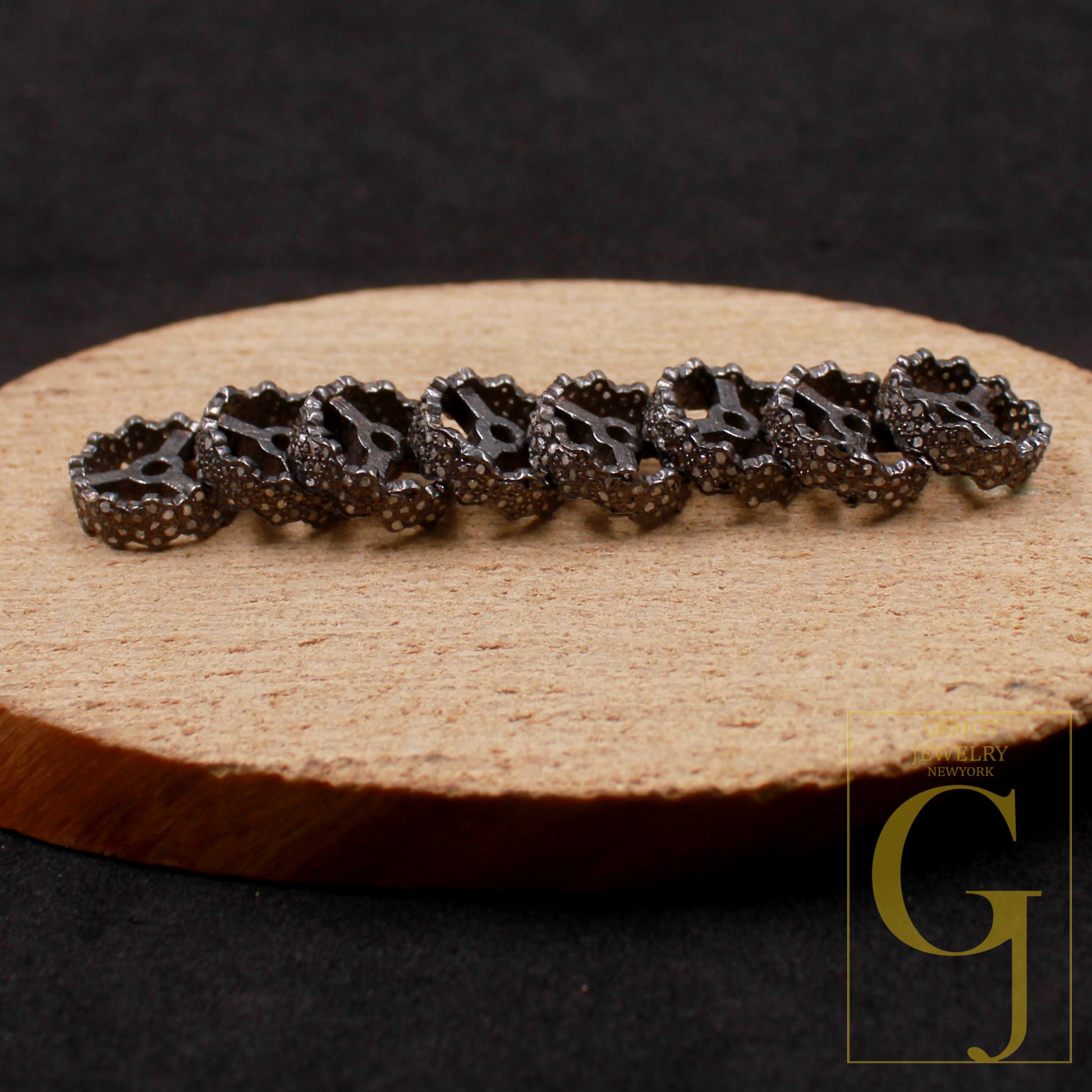 1pc 12mm Size Handmade Rosecut Pave Diamond Rondelle Bead: 925 Sterling Silver Jewelry supplies