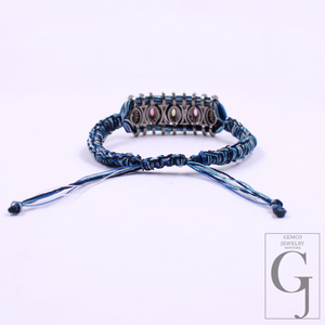 Blue Macrame Bracelet – Multi Tourmaline With Pave Diamonds In 925 Sterling Silver