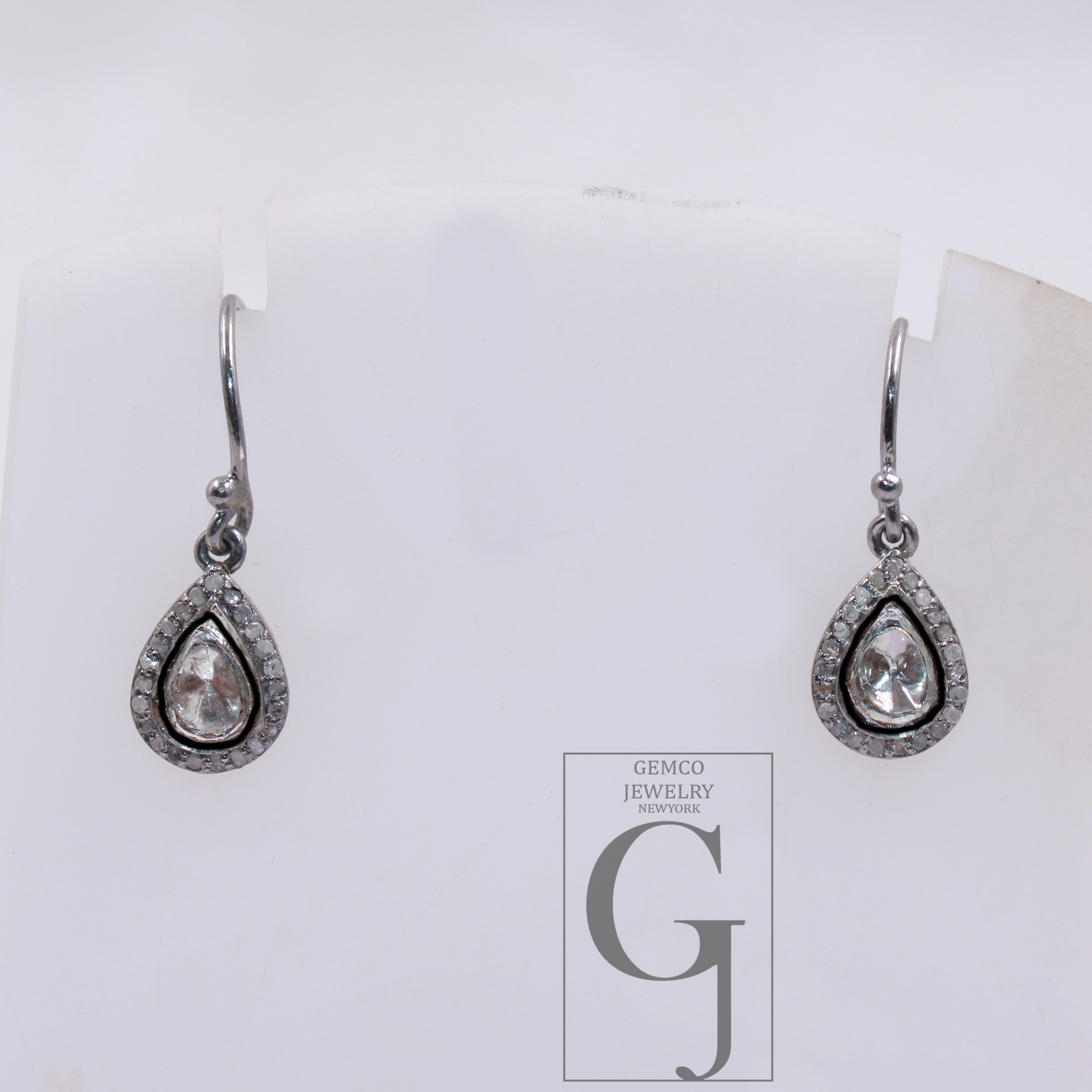 Natural Polki Diamond Earrings Rosecut Diamonds In 925 Sterling Silver Handmade Finish Jewelry Pair Gift For Her