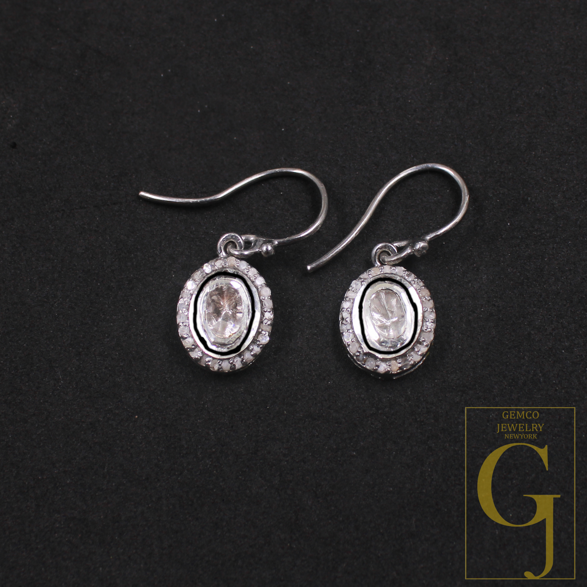 1 Pc Polki Diamond Earrings Rosecut Diamonds In 925 Sterling Silver Handmade Finish Jewelry, Everyday Jewelry