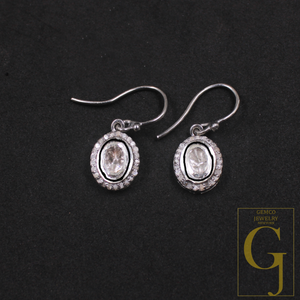 1 Pc Polki Diamond Earrings Rosecut Diamonds In 925 Sterling Silver Handmade Finish Jewelry, Everyday Jewelry