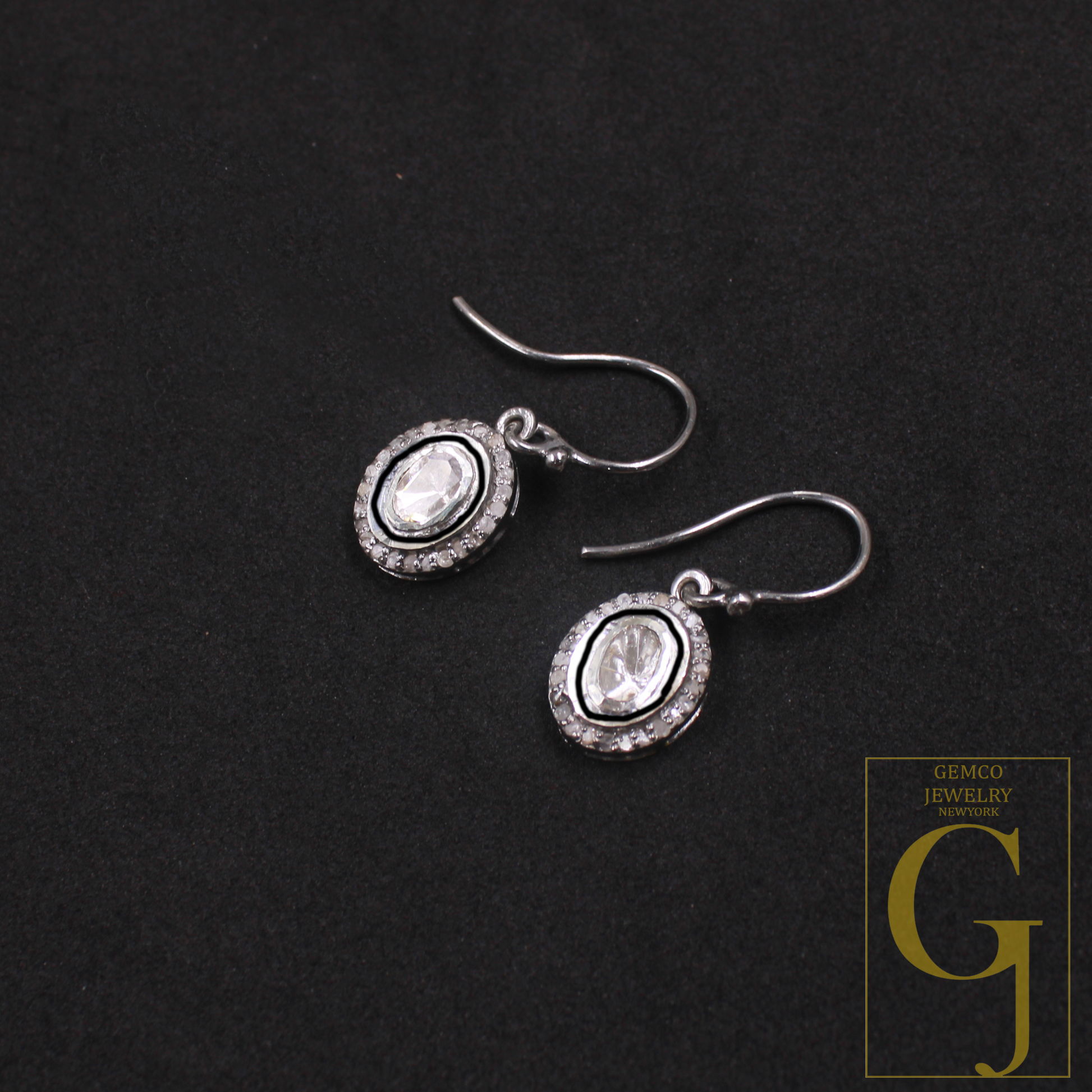 1 Pc Polki Diamond Earrings Rosecut Diamonds In 925 Sterling Silver Handmade Finish Jewelry, Everyday Jewelry