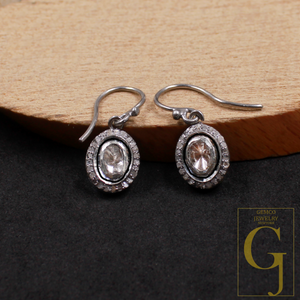 1 Pc Polki Diamond Earrings Rosecut Diamonds In 925 Sterling Silver Handmade Finish Jewelry, Everyday Jewelry