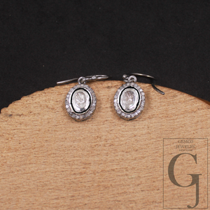1 Pc Polki Diamond Earrings Rosecut Diamonds In 925 Sterling Silver Handmade Finish Jewelry, Everyday Jewelry