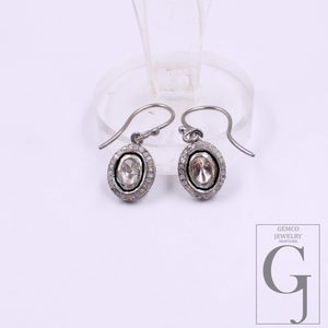 1 Pc Polki Diamond Earrings Rosecut Diamonds In 925 Sterling Silver Handmade Finish Jewelry, Everyday Jewelry