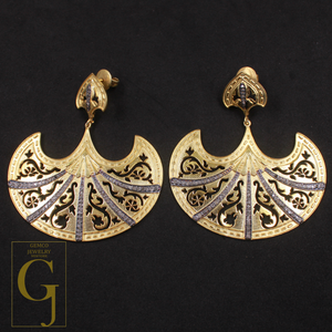 Natural Pave Diamonds Earrings With Vermeil Gold