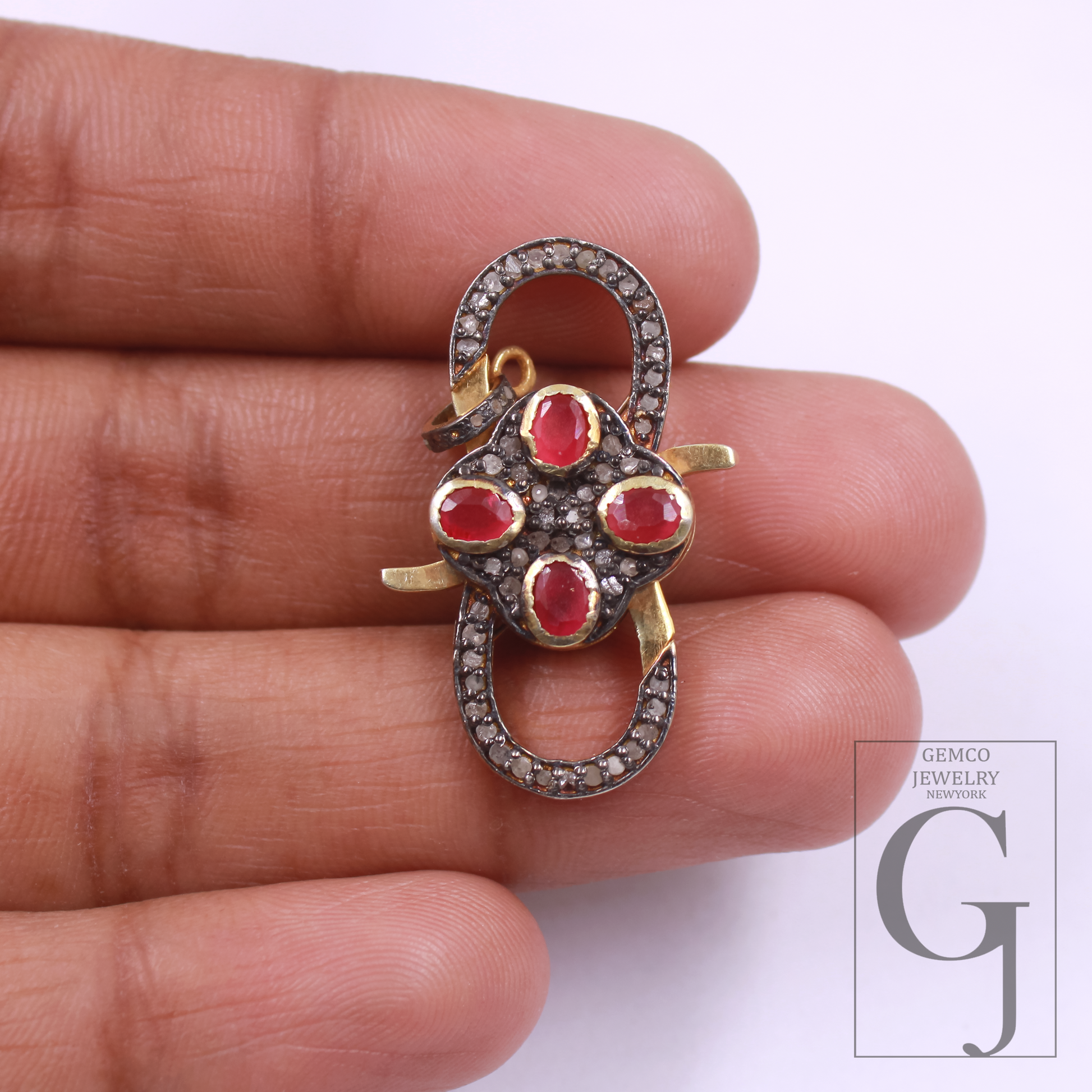 Double-Sided Pave Diamond Lobster Clasps – 925 Sterling Silver Handmade Jewelry Lock | Rosecut Diamond Designer Clasps For Jewelry Making