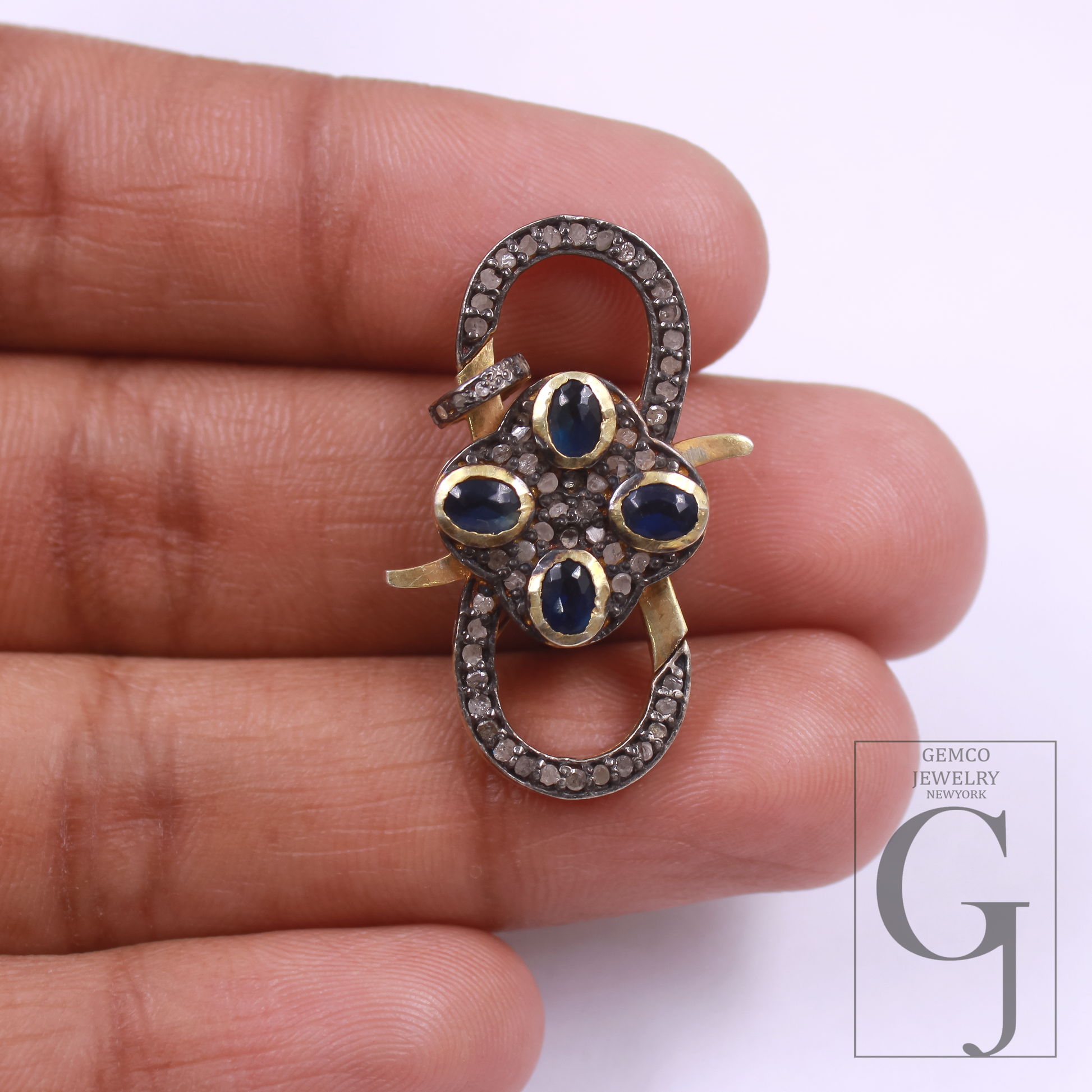 Double-Sided Pave Diamond Lobster Clasps – 925 Sterling Silver Handmade Jewelry Lock | Rosecut Diamond Designer Clasps For Jewelry Making