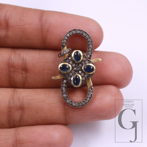 Double-Sided Pave Diamond Lobster Clasps – 925 Sterling Silver Handmade Jewelry Lock | Rosecut Diamond Designer Clasps For Jewelry Making