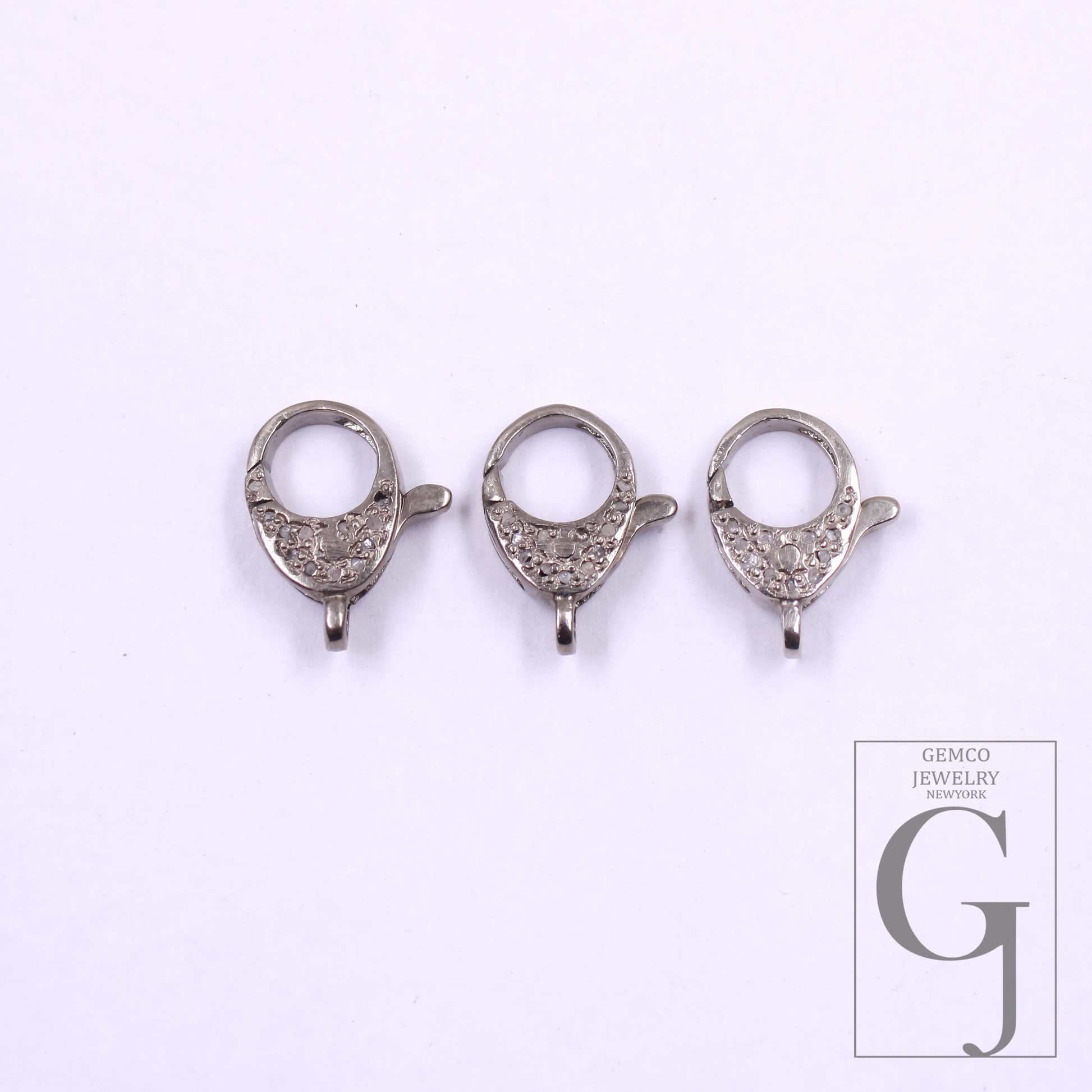 Natural Rosecut Diamonds Lobster Clasp In 925 Sterling Silver For Necklace & Pendant Charms Handmade Finish Jewelry Supply