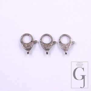 Natural Rosecut Diamonds Lobster Clasp In 925 Sterling Silver For Necklace & Pendant Charms Handmade Finish Jewelry Supply