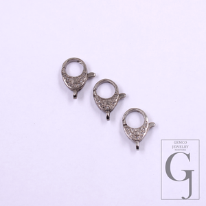 Natural Rosecut Diamonds Lobster Clasp In 925 Sterling Silver For Necklace & Pendant Charms Handmade Finish Jewelry Supply
