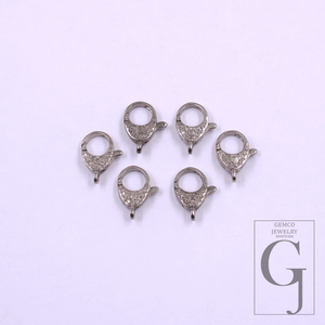 Natural Rosecut Diamonds Lobster Clasp In 925 Sterling Silver For Necklace & Pendant Charms Handmade Finish Jewelry Supply