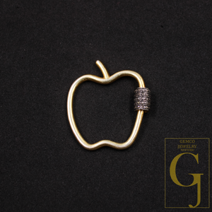 Natural Pave Diamond Screw Clasp - 925 Sterling Silver Apple Lock, Handmade Jewelry Connector