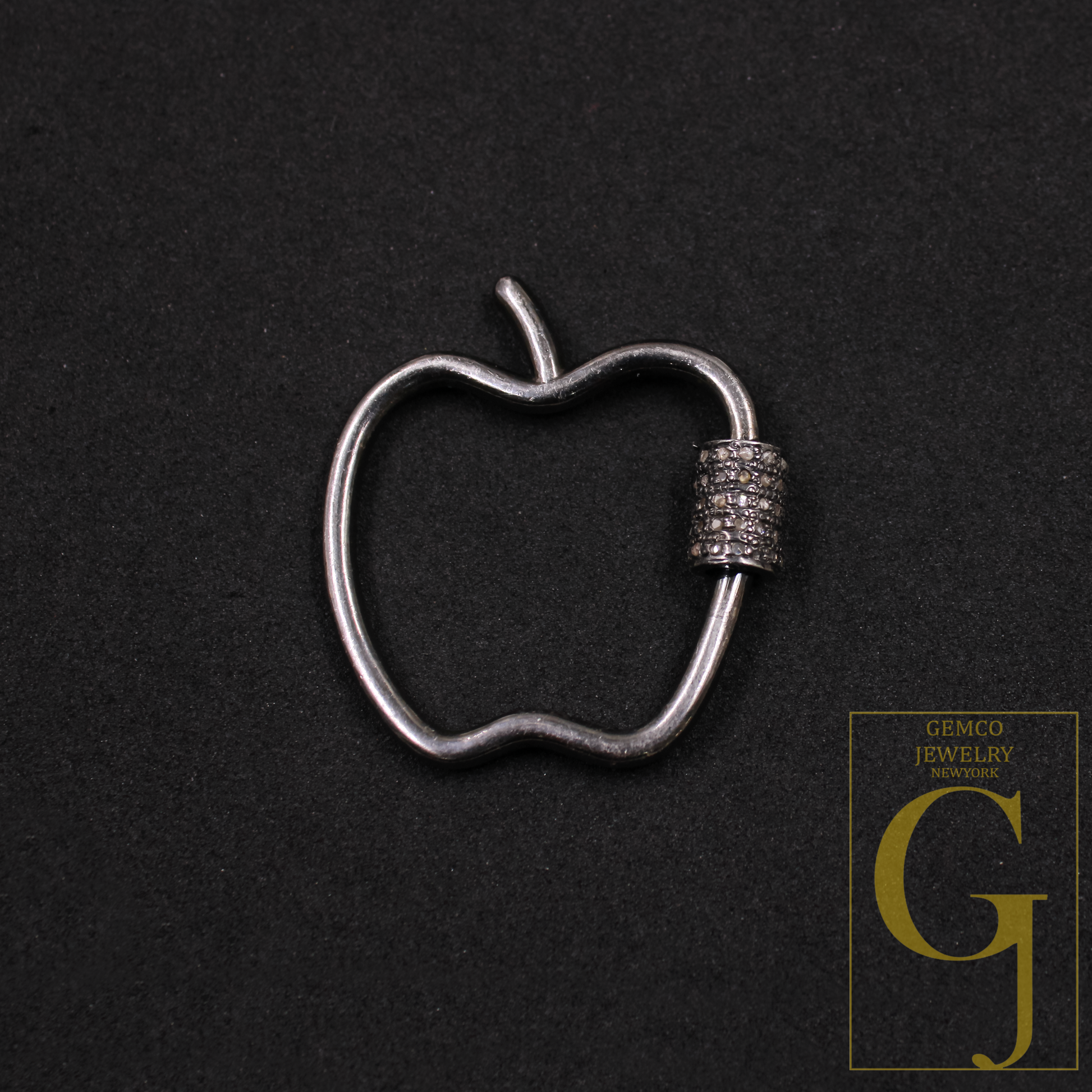 Natural Pave Diamond Screw Clasp - 925 Sterling Silver Apple Lock, Handmade Jewelry Connector