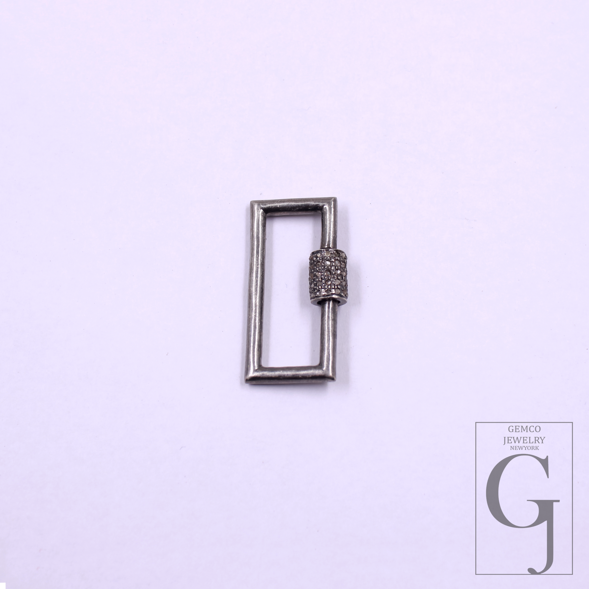 Natural Pave Diamond Screw Clasp - 925 Sterling Silver Rectangle Lock, Handmade Jewelry Connector