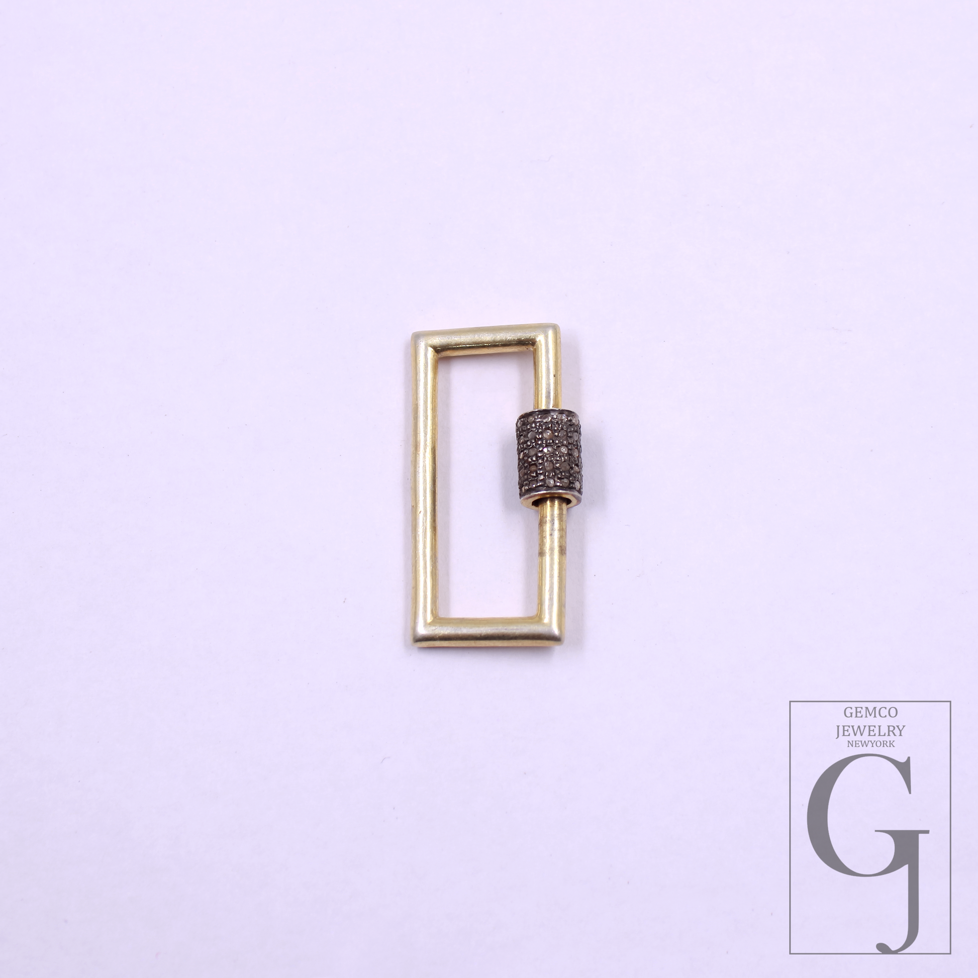 Natural Pave Diamond Screw Clasp - 925 Sterling Silver Rectangle Lock, Handmade Jewelry Connector