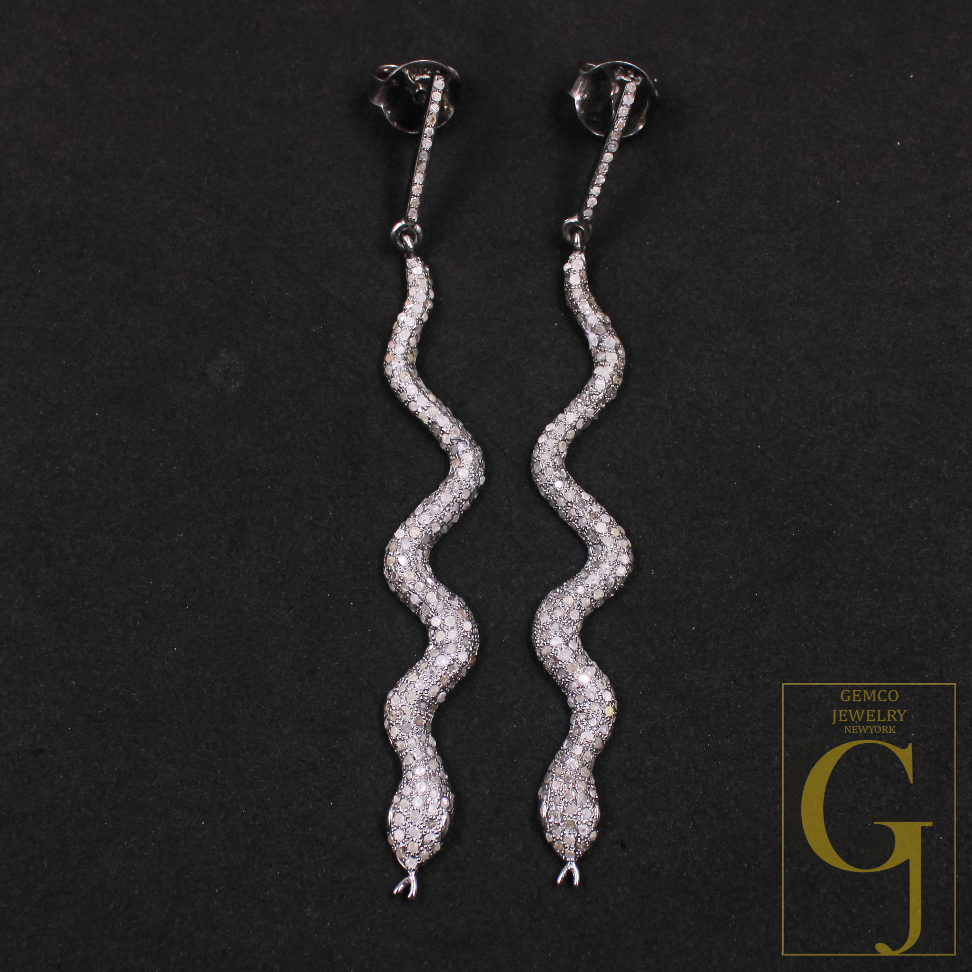 Natural Pave Diamonds Drop Earrings In 925 Sterling Silver Handmade Finish Earrings Jewelry Gift For Her