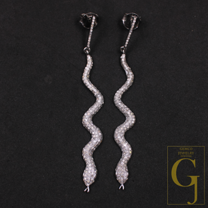 Natural Pave Diamonds Drop Earrings In 925 Sterling Silver Handmade Finish Earrings Jewelry Gift For Her