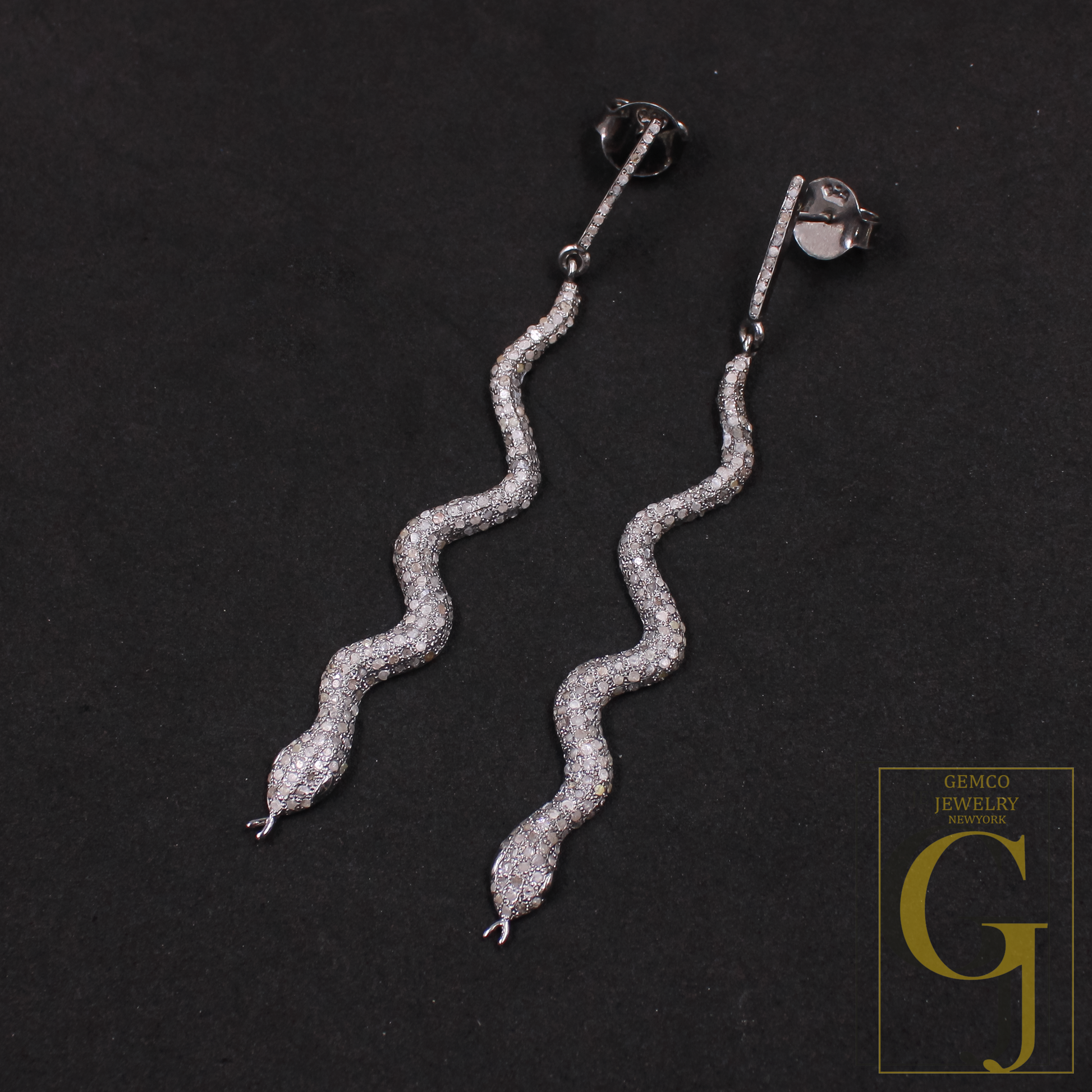 Natural Pave Diamonds Drop Earrings In 925 Sterling Silver Handmade Finish Earrings Jewelry Gift For Her