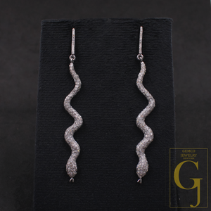 Natural Pave Diamonds Drop Earrings In 925 Sterling Silver Handmade Finish Earrings Jewelry Gift For Her