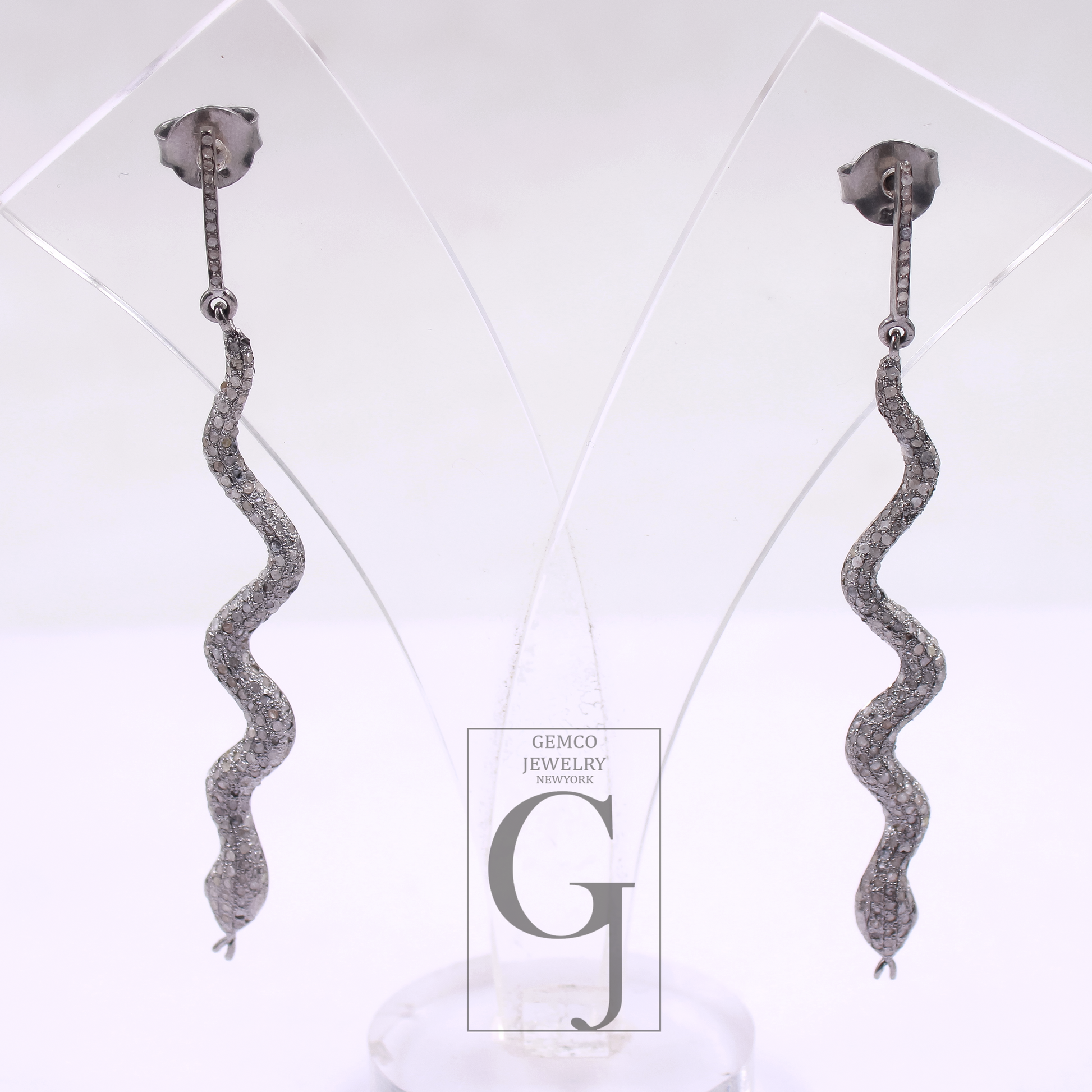 Natural Pave Diamonds Drop Earrings In 925 Sterling Silver Handmade Finish Earrings Jewelry Gift For Her