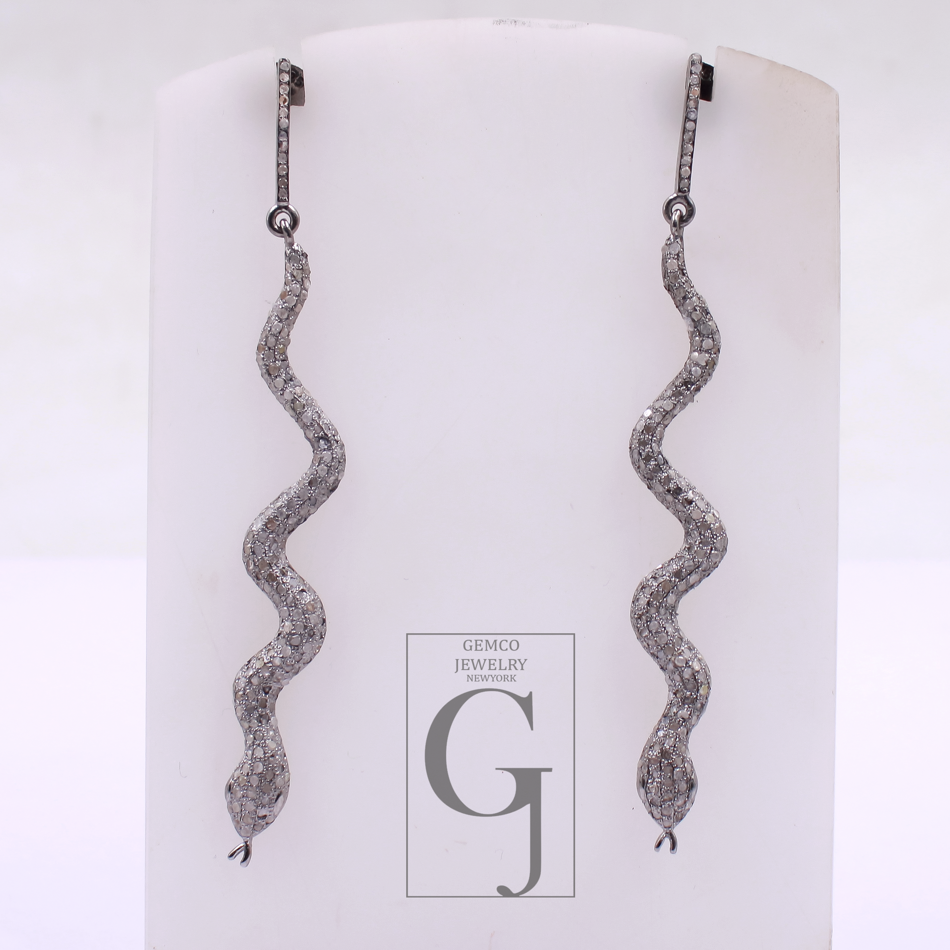 Natural Pave Diamonds Drop Earrings In 925 Sterling Silver Handmade Finish Earrings Jewelry Gift For Her