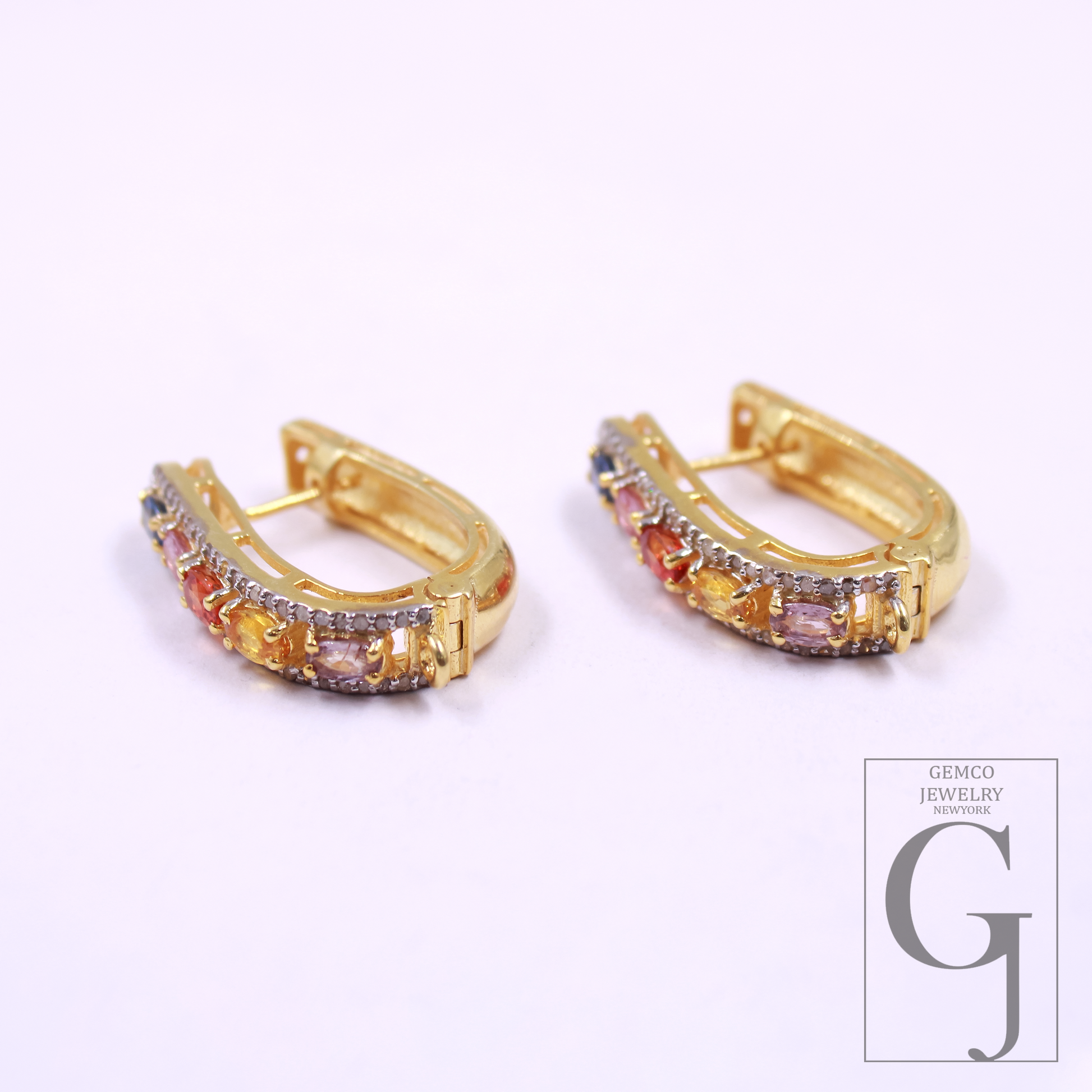 Beautiful Multi Tourmaline Hoop Earrings In Vermeil Gold 925 Sterling Silver Handmade Earrings For Wedding Gift