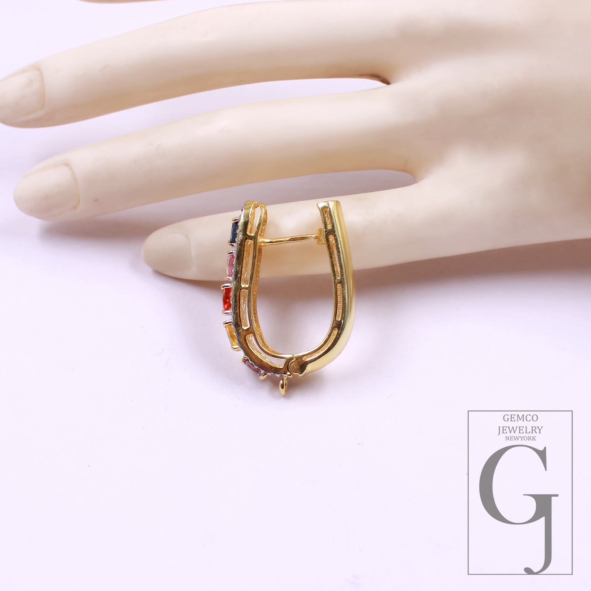 Beautiful Multi Tourmaline Hoop Earrings In Vermeil Gold 925 Sterling Silver Handmade Earrings For Wedding Gift