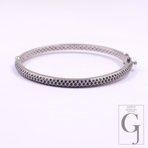 Blue Sapphire Bangle Bracelet In 925 Sterling Silver Handmade Bracelet For Everyday Wear