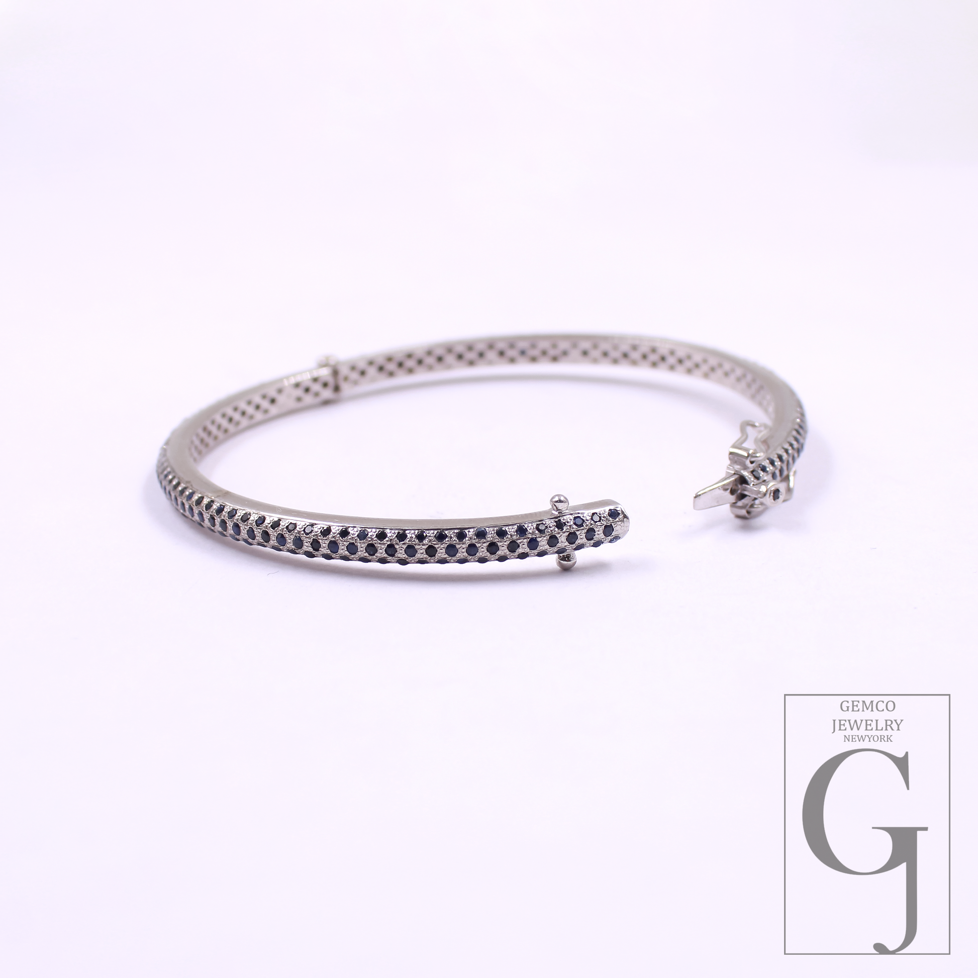 Blue Sapphire Bangle Bracelet In 925 Sterling Silver Handmade Bracelet For Everyday Wear