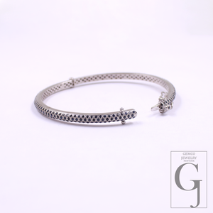 Blue Sapphire Bangle Bracelet In 925 Sterling Silver Handmade Bracelet For Everyday Wear