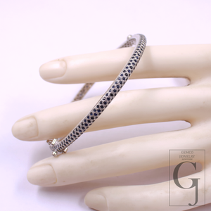 Blue Sapphire Bangle Bracelet In 925 Sterling Silver Handmade Bracelet For Everyday Wear