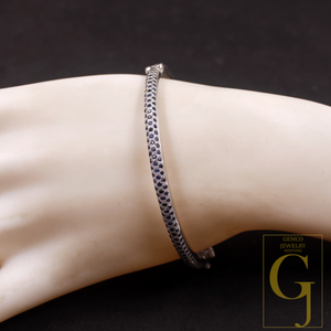 Blue Sapphire Bangle Bracelet In 925 Sterling Silver Handmade Bracelet For Everyday Wear