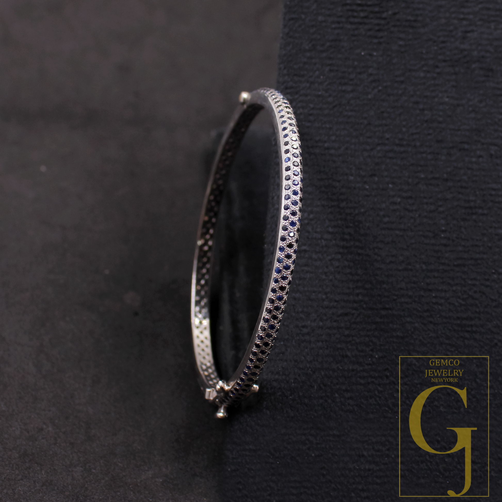 Blue Sapphire Bangle Bracelet In 925 Sterling Silver Handmade Bracelet For Everyday Wear