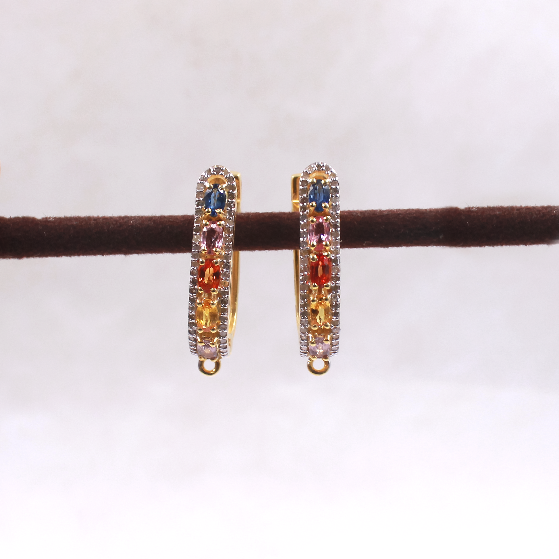 Beautiful Multi Tourmaline Hoop Earrings In Vermeil Gold 925 Sterling Silver Handmade Earrings For Wedding Gift