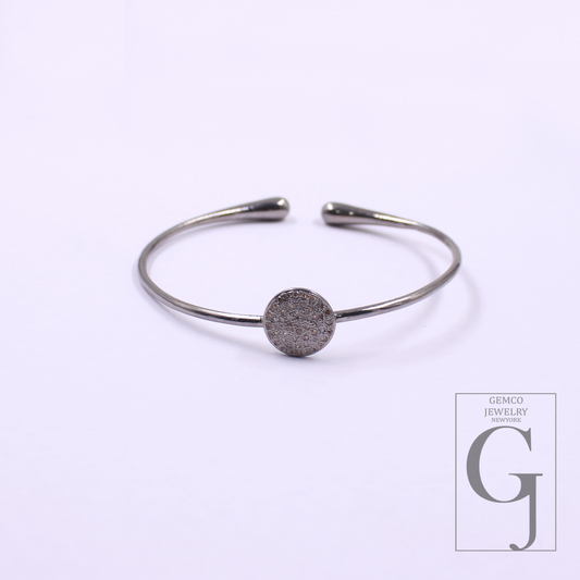 Natural Pave Diamonds Bracelet In 925 Sterling Silver Handmade Finish Jewelry Bracelet For Everyday Wear