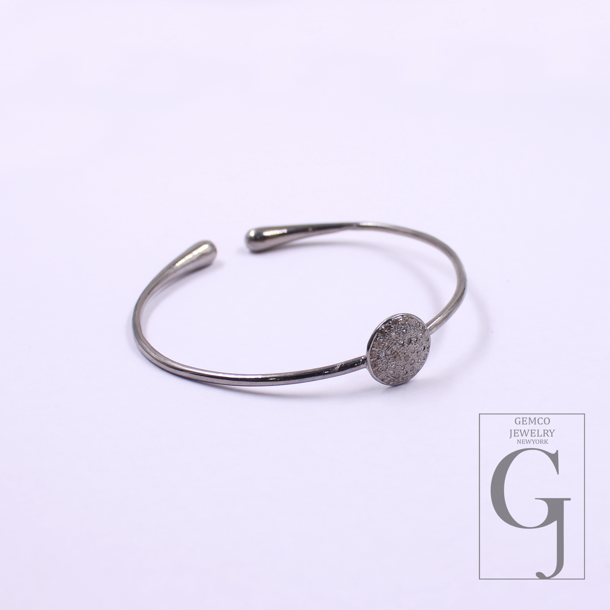 Natural Pave Diamonds Bracelet In 925 Sterling Silver Handmade Finish Jewelry Bracelet For Everyday Wear