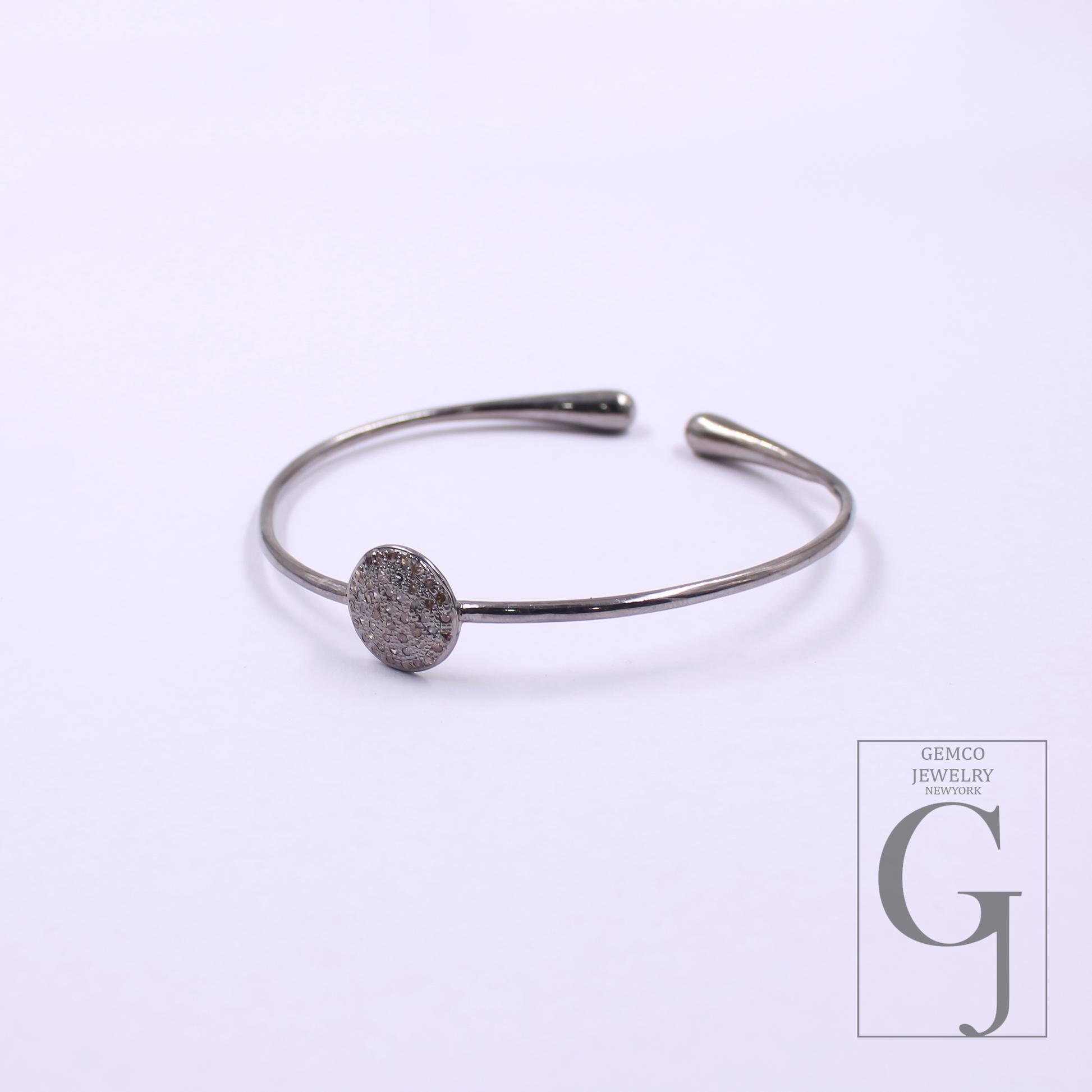 Natural Pave Diamonds Bracelet In 925 Sterling Silver Handmade Finish Jewelry Bracelet For Everyday Wear