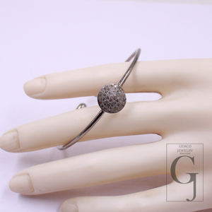 Natural Pave Diamonds Bracelet In 925 Sterling Silver Handmade Finish Jewelry Bracelet For Everyday Wear