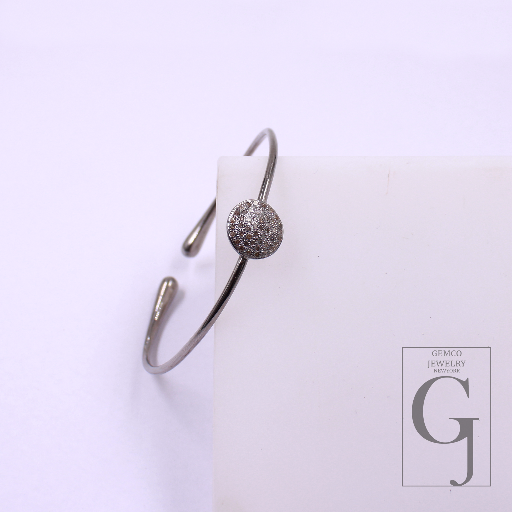 Natural Pave Diamonds Bracelet In 925 Sterling Silver Handmade Finish Jewelry Bracelet For Everyday Wear