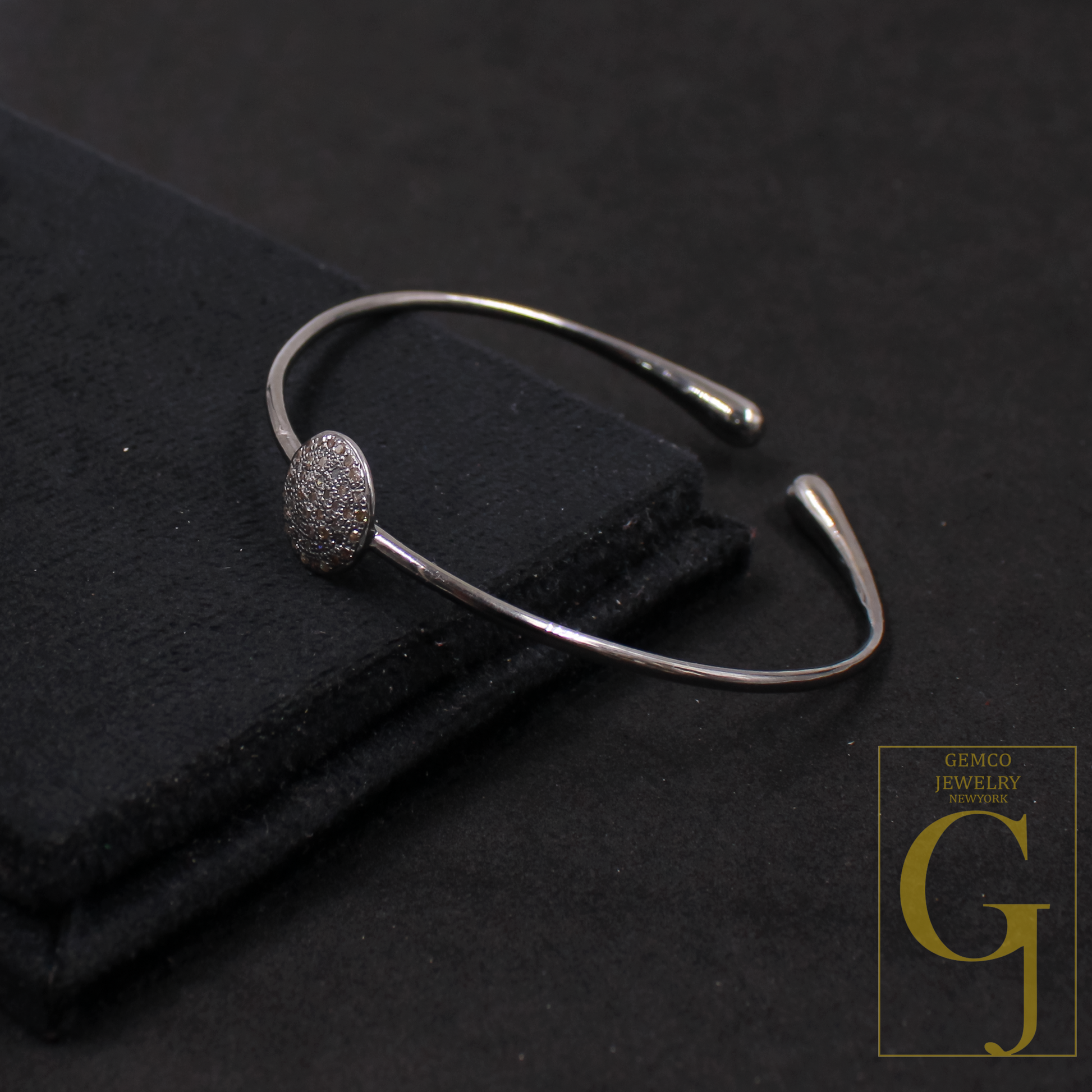 Natural Pave Diamonds Bracelet In 925 Sterling Silver Handmade Finish Jewelry Bracelet For Everyday Wear