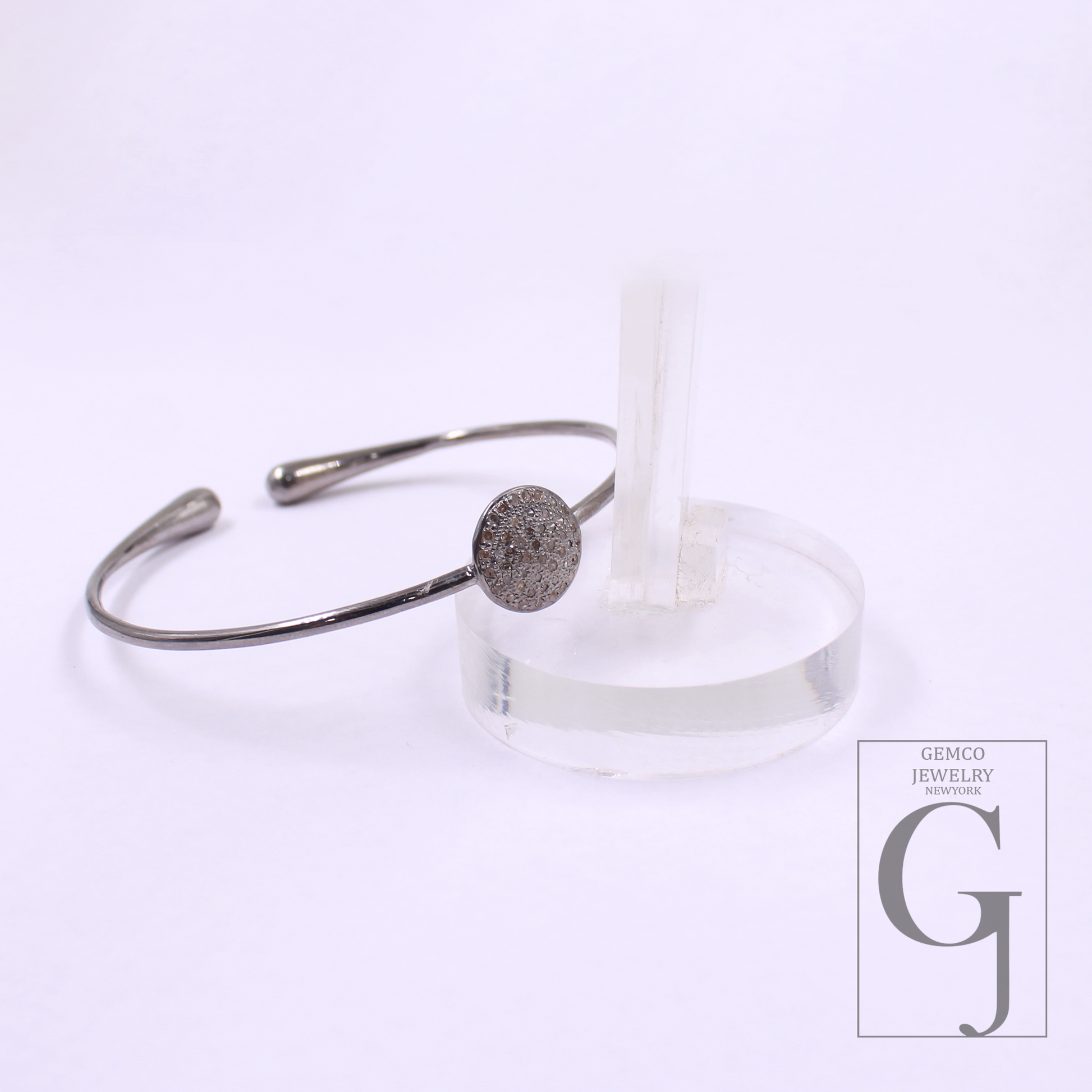 Natural Pave Diamonds Bracelet In 925 Sterling Silver Handmade Finish Jewelry Bracelet For Everyday Wear