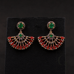 Natural Emerald And Ruby With Pave Diamonds, Gold Plated 925 Sterling Silver Handmade Jewelry Gift For Her