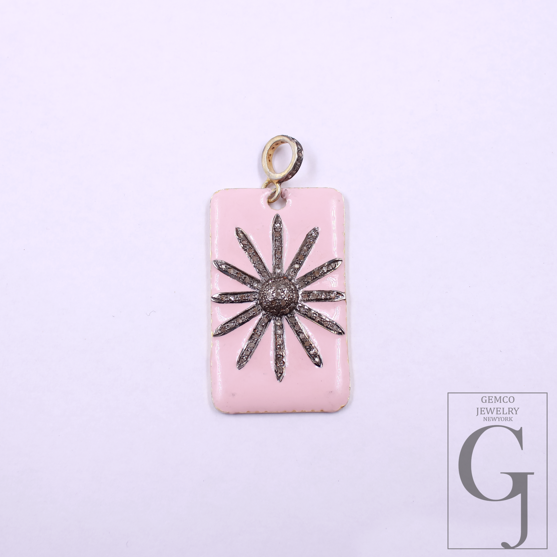 Enamel Starburst Pendant With Pave Diamonds, Vermeil Gold 925 Sterling Silver Handmade Finish Pendant Gift For Her