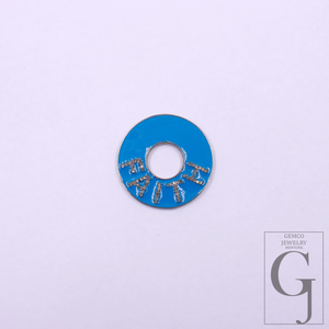 Enamel FAITH Pendant With Pave Diamonds In 925 Sterling Silver Handmade Jewelry For Everyday Wear