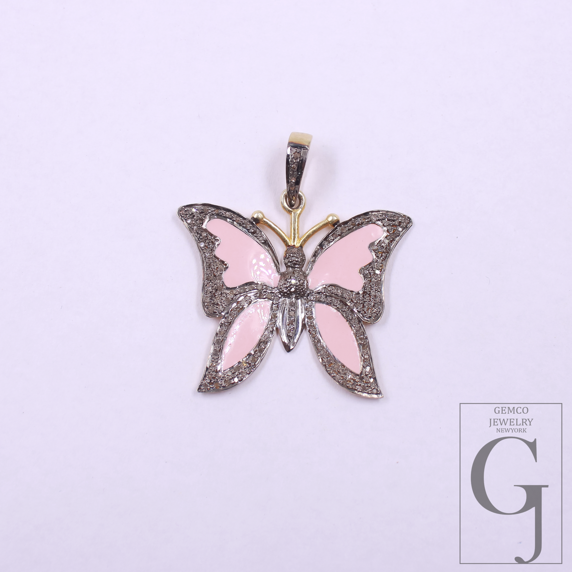 Beautiful Butterfly Pendant With Pave Diamonds, Vermeil Gold In 925 Sterling Silver Handmade Jewelry Gift For Her